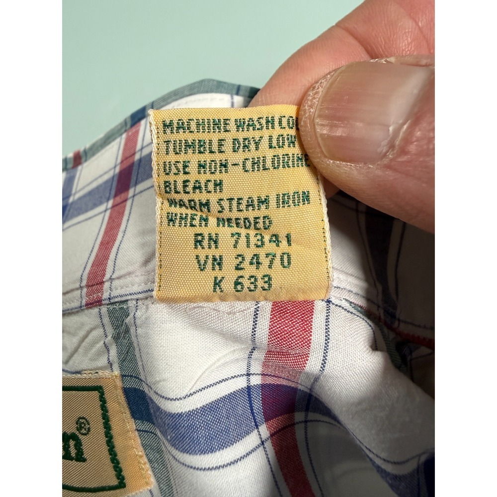 VTG 90s LL BEAN White Check 100% Cotton Mens Button Down Casual Shirt - XL - Picture 6 of 12